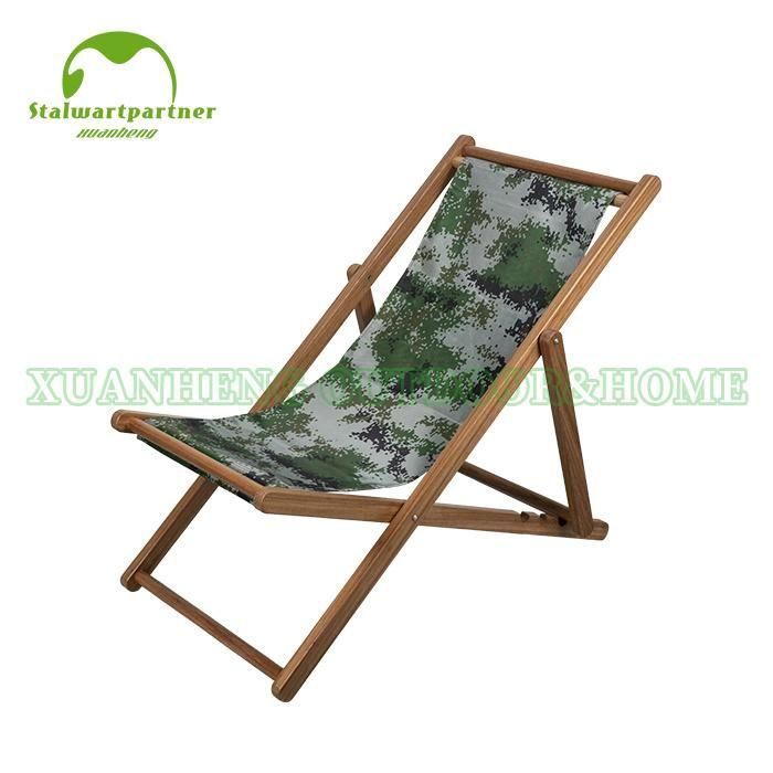 Outdoor Adjustable Wooden Foldable Beach Sling Chair