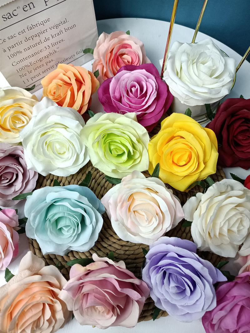 Artificial Wedding Occasion Silk Fabric Rose DIY Single Flowers Heads Flower Wall Backdrop Arrangement