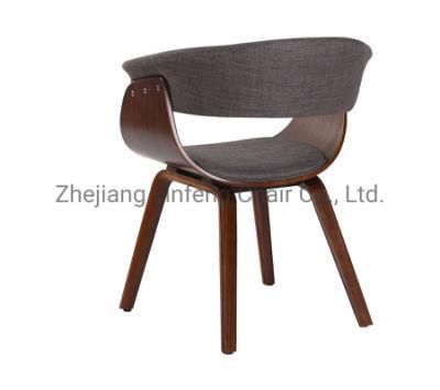 Solid Bentwood American Black Leather Walnut Dining Chair Bentwood Chair