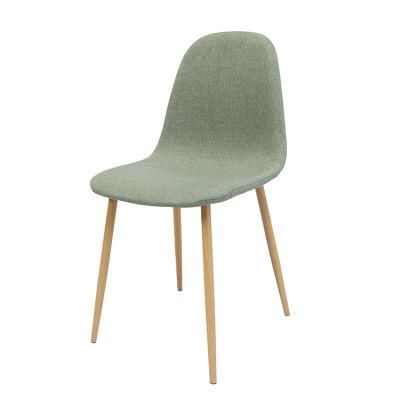 Wholesale Dining Room Furniture Green Fabric Dining Chair Iron Legs Simple Design Chair