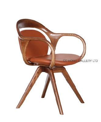 Wooden Home Furniture Modern PVC Fabric Restaurant Dining Living Desk Leisure Swivel Chair