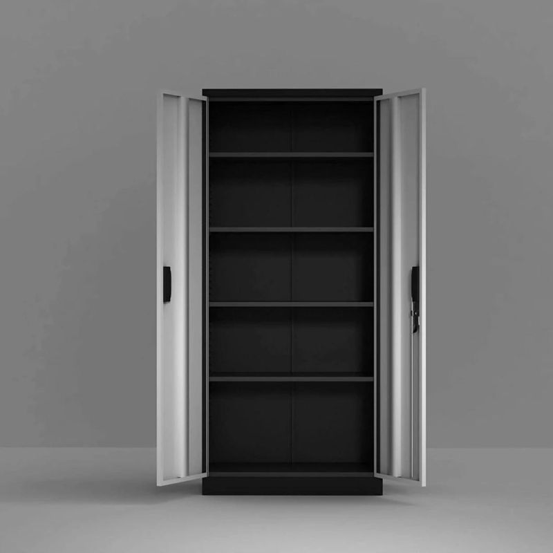 Office Equipment 2-Door Slivery Office Steel Filing Cabinets with 4 Adjustable Shelves Steel Furniture