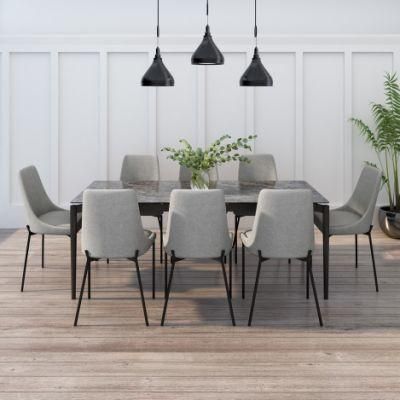 Modern Luxury Vintage Marble Black Square Dining Room Furniture Dining Table Set and 4 Chairs