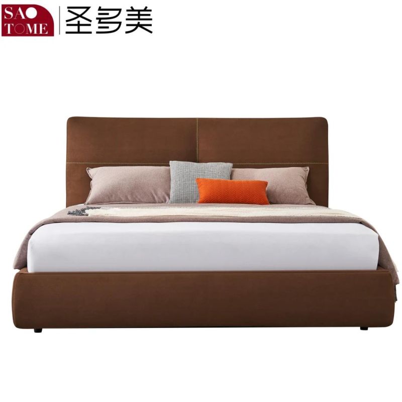 Modern Hotel Family Bedroom 180m Cloth Brown Double Bed