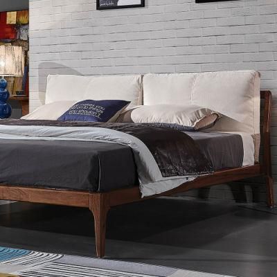 Modern Home Furniture Fabric/Leather Cushion Headboard Bedroom Wood Double Bed