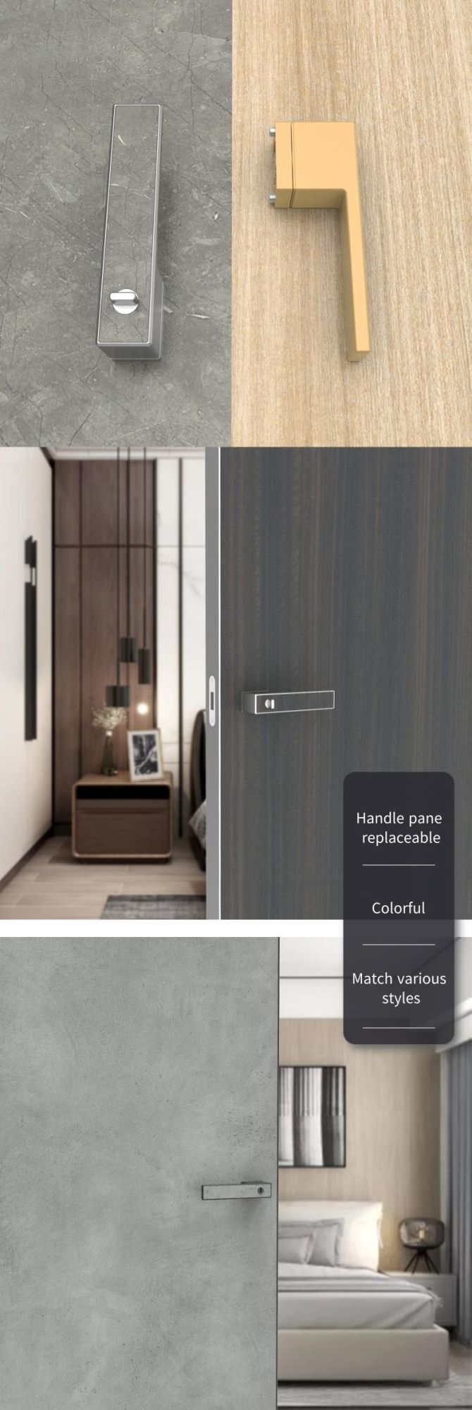 Simple Modern Design Furniture Hardware Aluminium Alloy Door Lock Handle