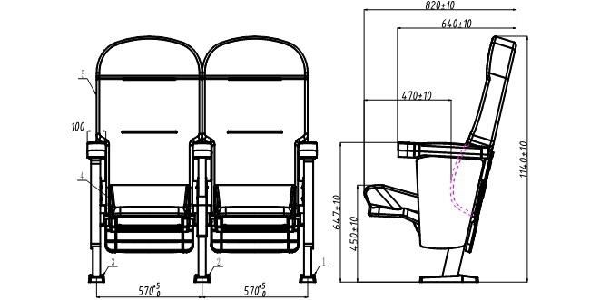 Reclining Puck Back Church Movie Auditorium Theater Cinema Chair