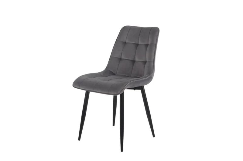 Wholesale Luxury Nordic Design Fabric Velvet Cushion Metal Legs Cheap Dining Chair