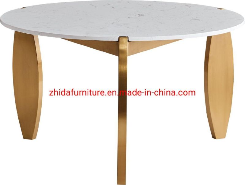Luxury Living Room Home Furniture Marble Top Golden Leg Tea Coffee Table for Home Villa Hotel Apartment Furniture