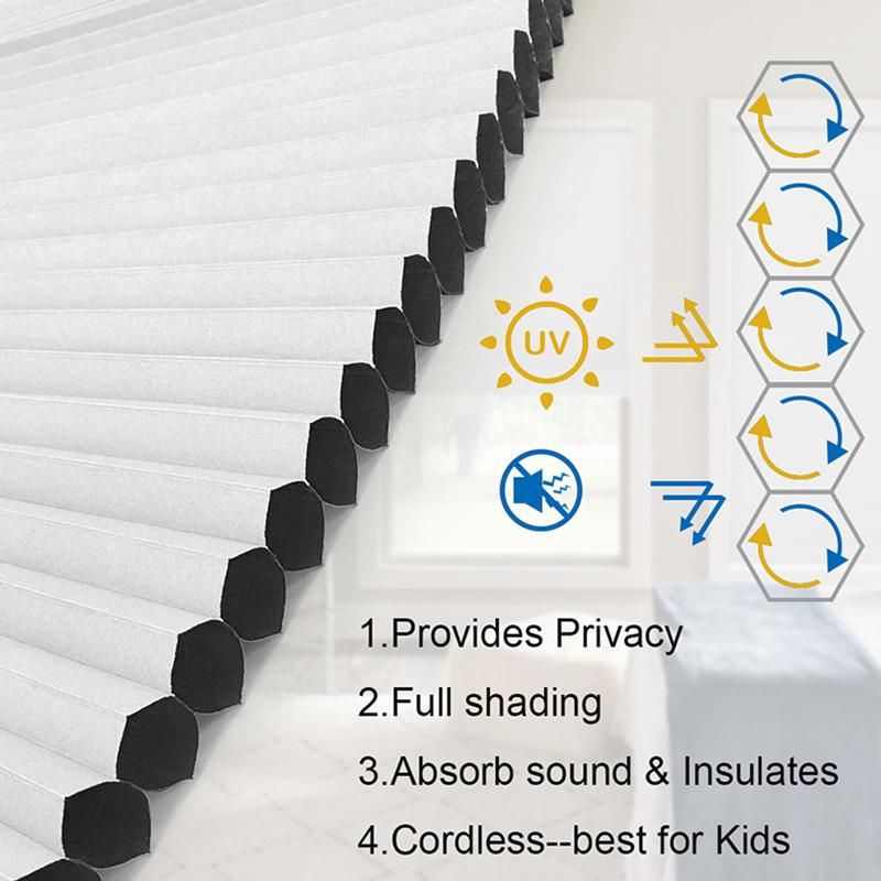 Cellular Window Shades Honeycomb Blinds Cordless Blackout Non-Woven Fabric Pull Push Control for Windows