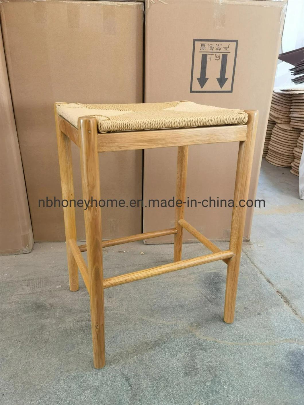 Oak Frame Paper Seat Wishbone Stool