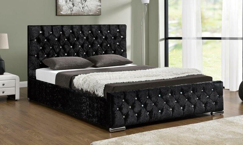 Modern Bedroom Furniture Upholstered Fabric Big Size Gas Lift Storage Bed Frame