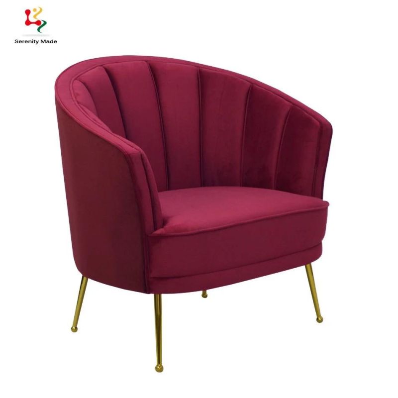 New Arrival Commercial Hotel Gold Metal Leg Fabric Upholstery Modern Leisure Lounge Chair