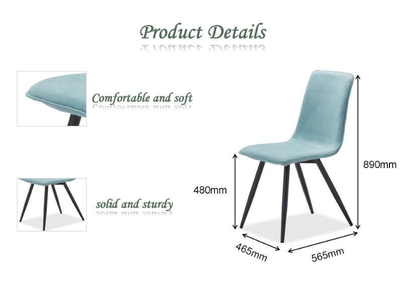 Modern New Design Restaurant Furniture Fabric Metal Legs Colorful Dining Chair