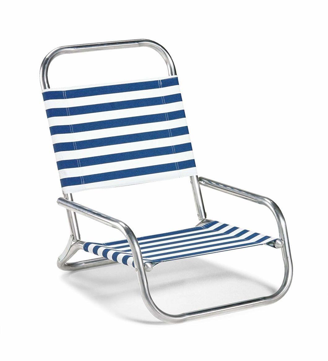 High Quality Lower Seat Beach Chair Metal Frame Folding Chair for Beach or Camping Two Folds Aluminum Frame Chair