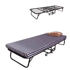 Metal Frame Folding Rollaway Bed with Mattress for Home Portable Bed