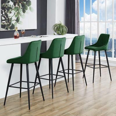Soft Backrest Fabric Upholstery Dining Bar Chair Dinner Counter Stool