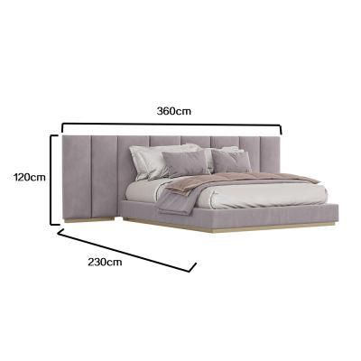 High End European Contemporary Style Solid Wood Bed Furniture Modern Upholstered Mattress Bed