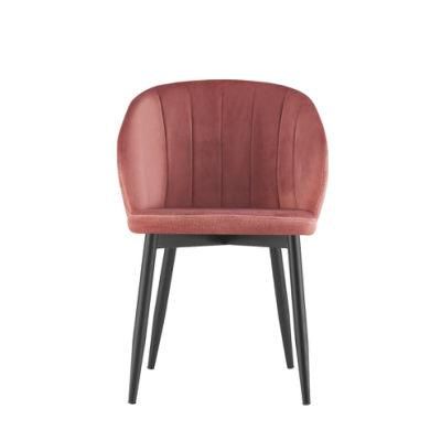 Luxury Pink Velvet Dining Chair with Gold Metal Leg
