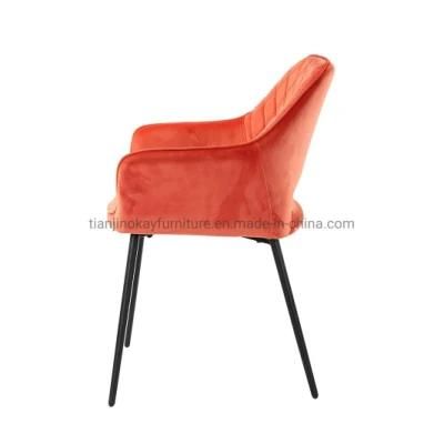Comfortable Dining Room Chair with Cuddly Soft Velvet Upholstery and Powder-Coated Metal Legs