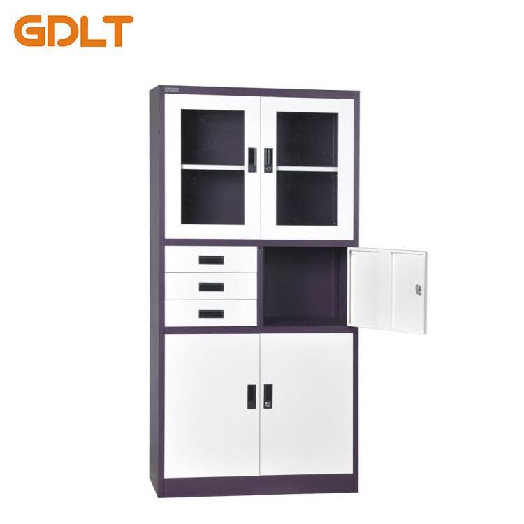 Three Drawers Glass Steel Doors Put Books Put Safe Steel Cabinet