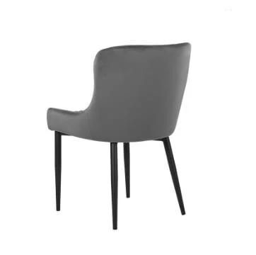 Factory Direct Sale Custom Simple Design Fabric Backrest Black Metal Leg Cafe Restaurant Dining Chair