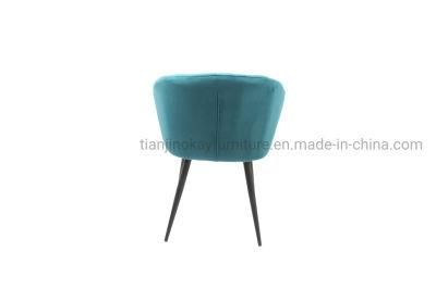 Best Sale Fabric Seat Velvet Chair with Metal Legs Scoop Dining Chair