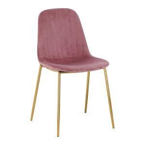 Shengfang Supply Velvet and Golden Chromed Legs Dining Chair