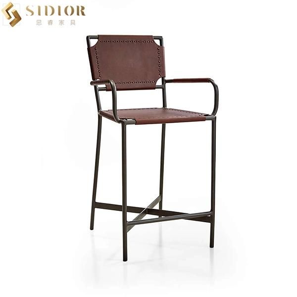 High Quantity Modern Leather Bar Chair with Power Coated Frame and Legs