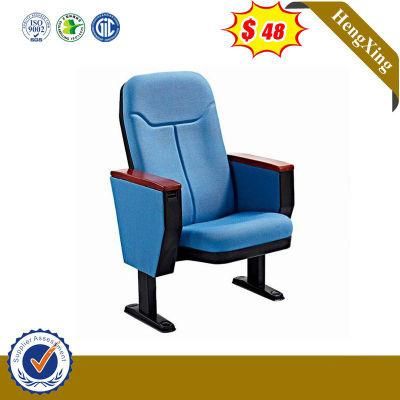 Multi-Functional Blue Theater Chair Solid Wood with Writing Board Concert Hall Auditorium Chairs