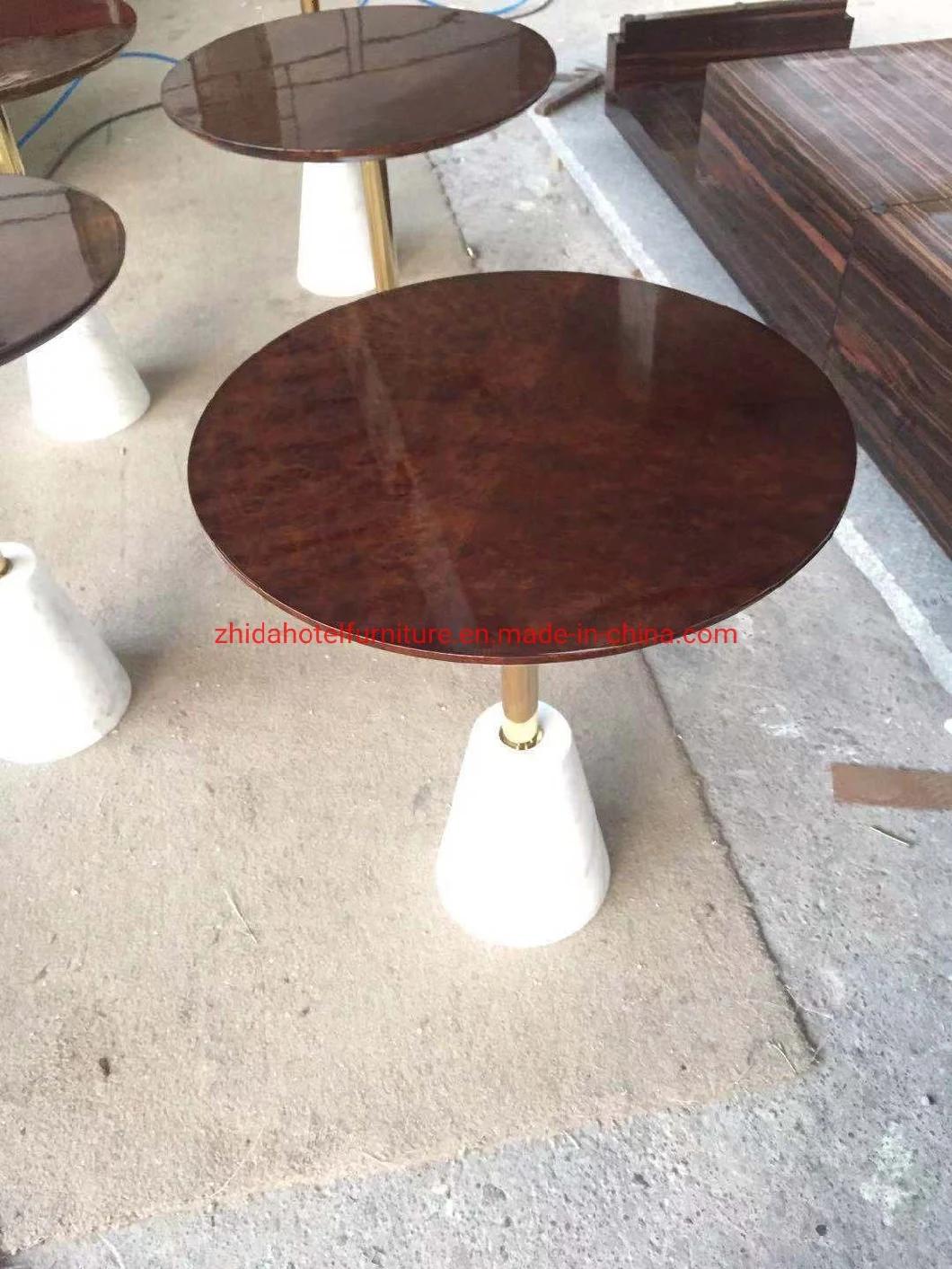 High Quality Coffee Round Marble Dining Table with 304 Stainless Steel Legs