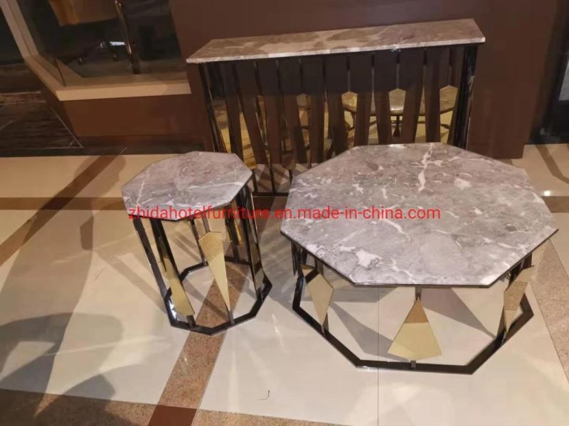 Elegant Stainless Steel Bird Nest Marble Top Coffee Table Center Table