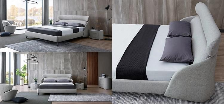 Modern Hot Sale Wholesale Home Furniture Fabric Sofa Beds King Size Bed with Soft Headboard