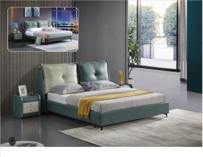 Traditional Modern Wooden Home Hotel Bedroom Furniture Bedroom Set Wall Sofa Double Bed Leather King Bed (UL-BEJ2081)