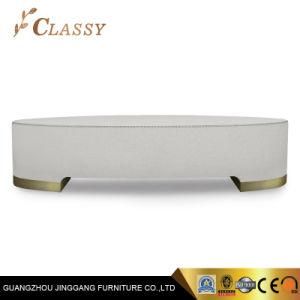 Luxury Oval Fabric Bench Ottoman with Brass Stainless Steel Legs