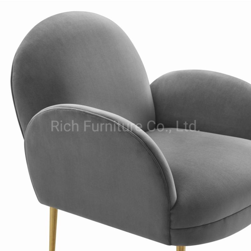 Home Chinese Furniture Fabric Velvet Leisure Living Room Accent Chair Restaurant Hotel Office