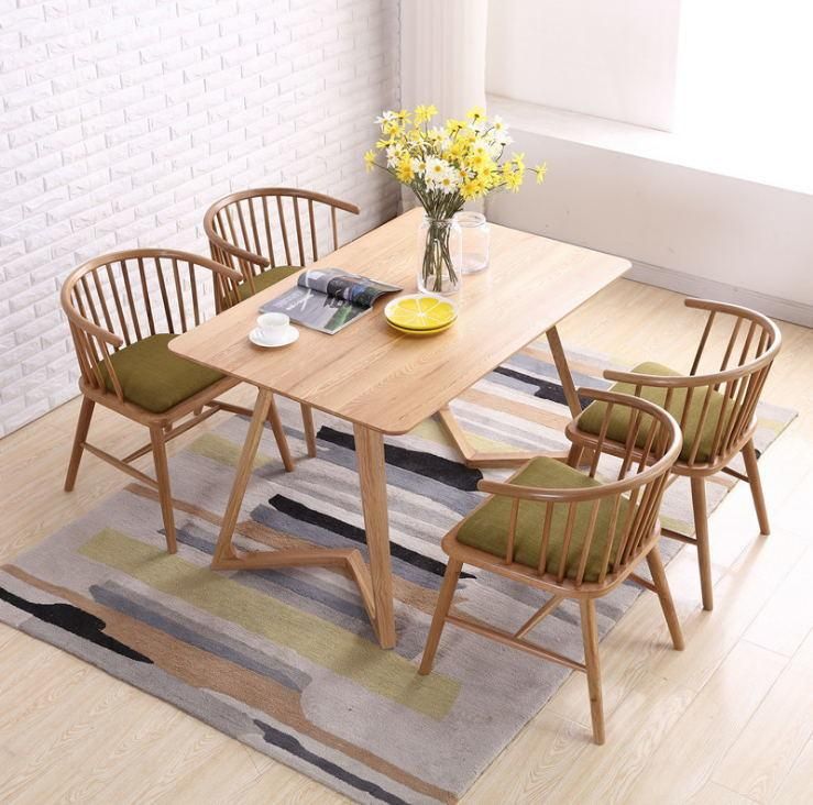 Contemporary Fabric Restaurant Dining Furniture Antique Wooden Arm Chair