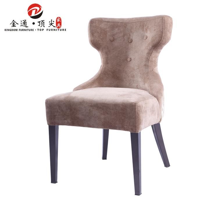 Morden Comfortable Fabric Dining Chair for Restaurant with Wooden Printed Foot Modern Furniture