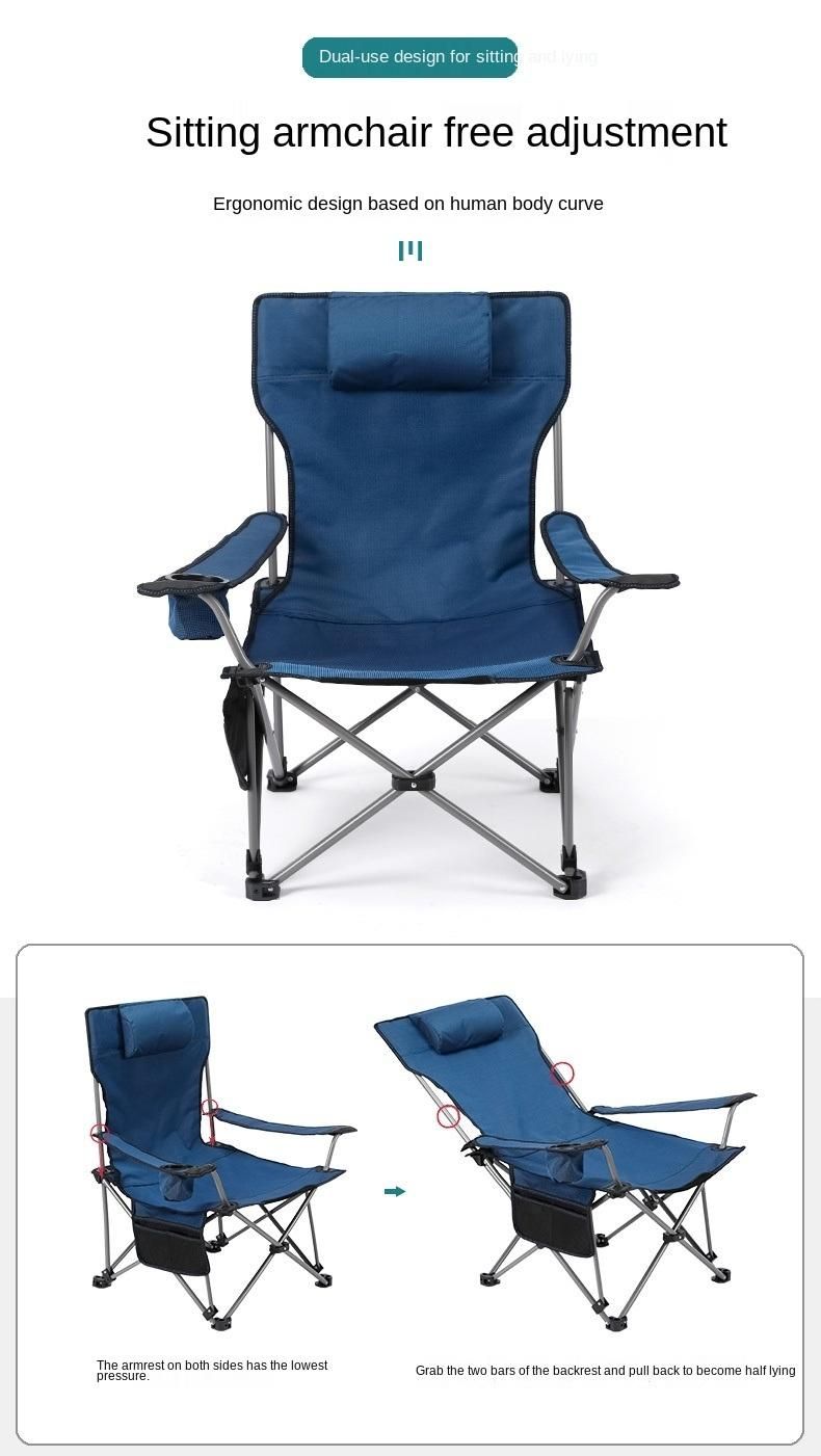 Outdoor Folding Chair Beach Chair Recliner Portable Camping Picnic Chair