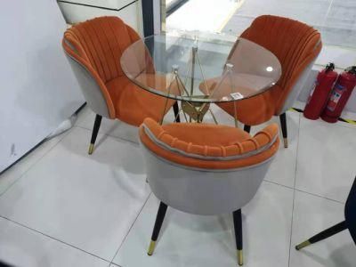 Factory Directly Fabric Modern Dining Chairs with Golden Legs