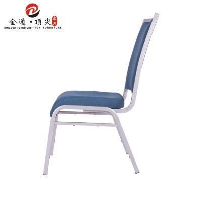 China Manufacturing Commercial Furniture Blue Linen Fabric Stacking Wholesale Banquet Chairs