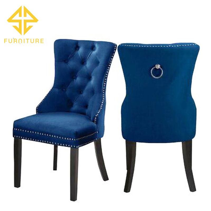 Wooden Furniture Upholstered Velvet Fabric Tufted Back Dining Room Chair