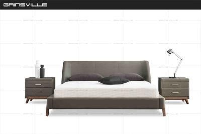 Hot Sale in Middel East Leather Queen Size Double Wood Leg Bed Sets Bedroom Furniture