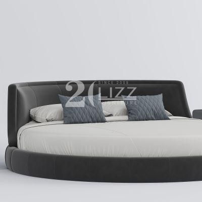 New Arrival European Stylish Home Furniture Round Shape Fabric Bedroom Bed Set