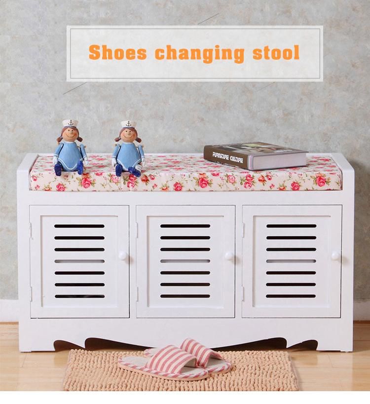 Fabric Upholstery Cabinet Shoes Changing Seat, Wooden Bench