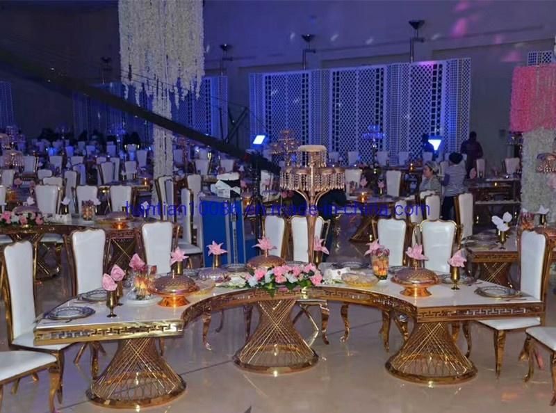 Fashion Foshan High Back Gold Bridal Chair Great Quality White Cushion Dining Chairs