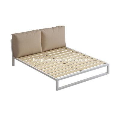 Modern Bedroom Furniture Wood Frame Fabric Iron Double Bed