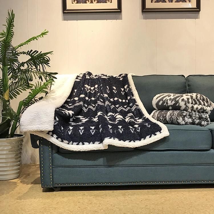 100% Polyester Super Soft Revsible Sherpa Bedding Sofa Blanket