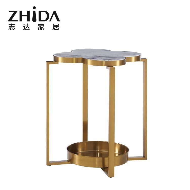 Metal Golden Gold Stainless Steel Tea Table Living Room Home Furniture White Marble Square Luxury Coffee Table Modern Center Table