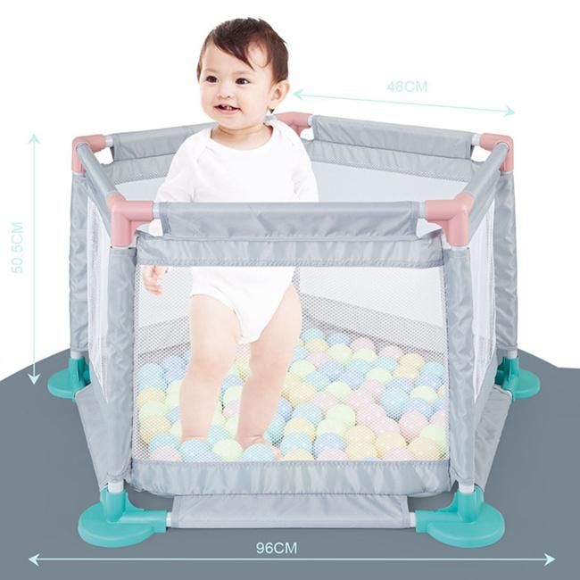 Hot Sell Light Gray Baby Pool Play Yard Safe Material Foldable Plastic Kids Infant Playpen Fence with 10PCS Balls Folding Kids Fence